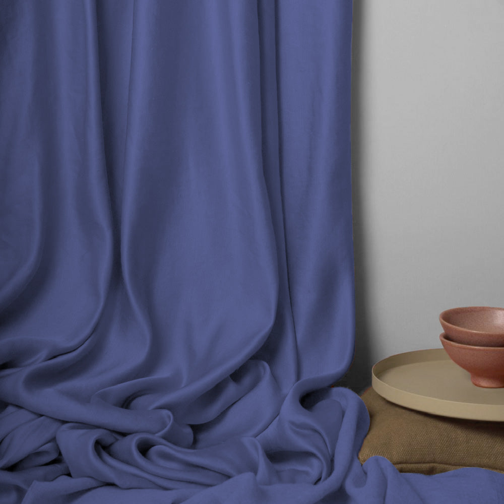 Jacquard Room Darkening Curtains in Bluberry Blue Set Of 2 - (P29)