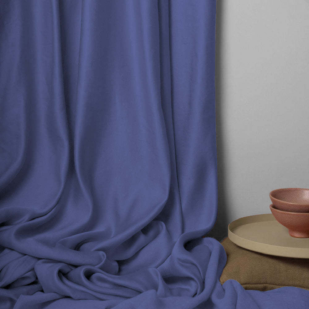 Jacquard Room Darkening Curtains in Bluberry Blue Set Of 2 - (P29)