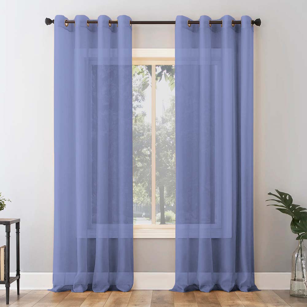 Jacquard Room Darkening Curtains in Bluberry Blue Set Of 2 - (P29)