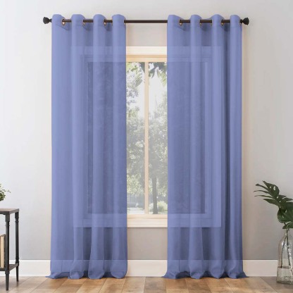 Jacquard Room Darkening Curtains in Bluberry Blue Set Of 2 - (P29)