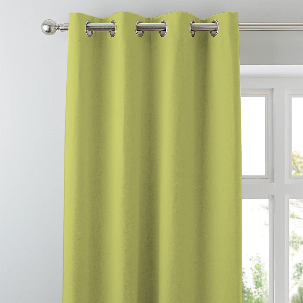 Jacquard Room Darkening Curtains in Yellow Green Set Of 2 - (P290)