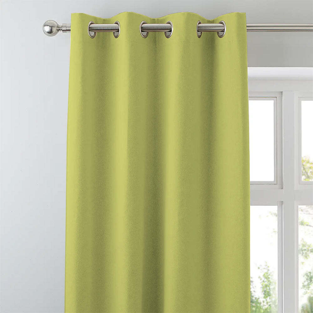 Jacquard Room Darkening Curtains in Yellow Green Set Of 2 - (P290)