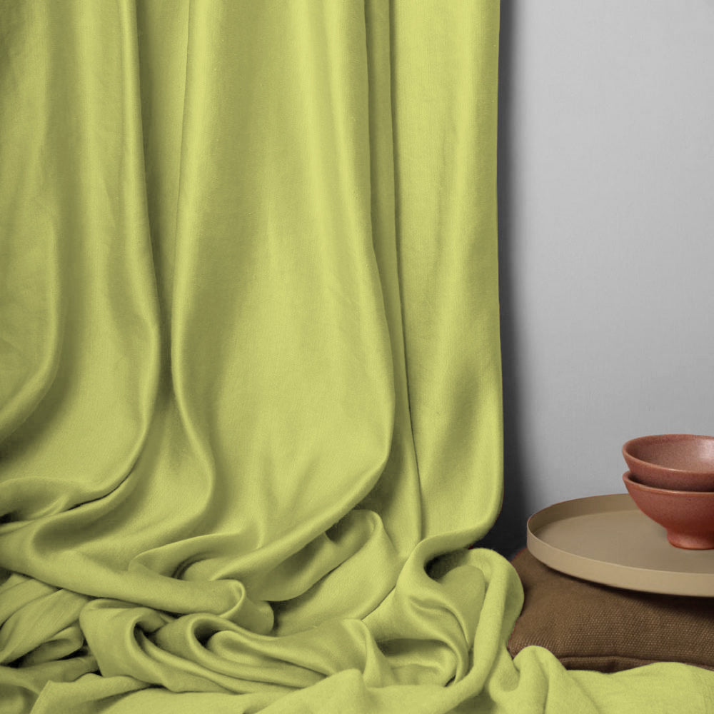 Jacquard Room Darkening Curtains in Yellow Green Set Of 2 - (P290)