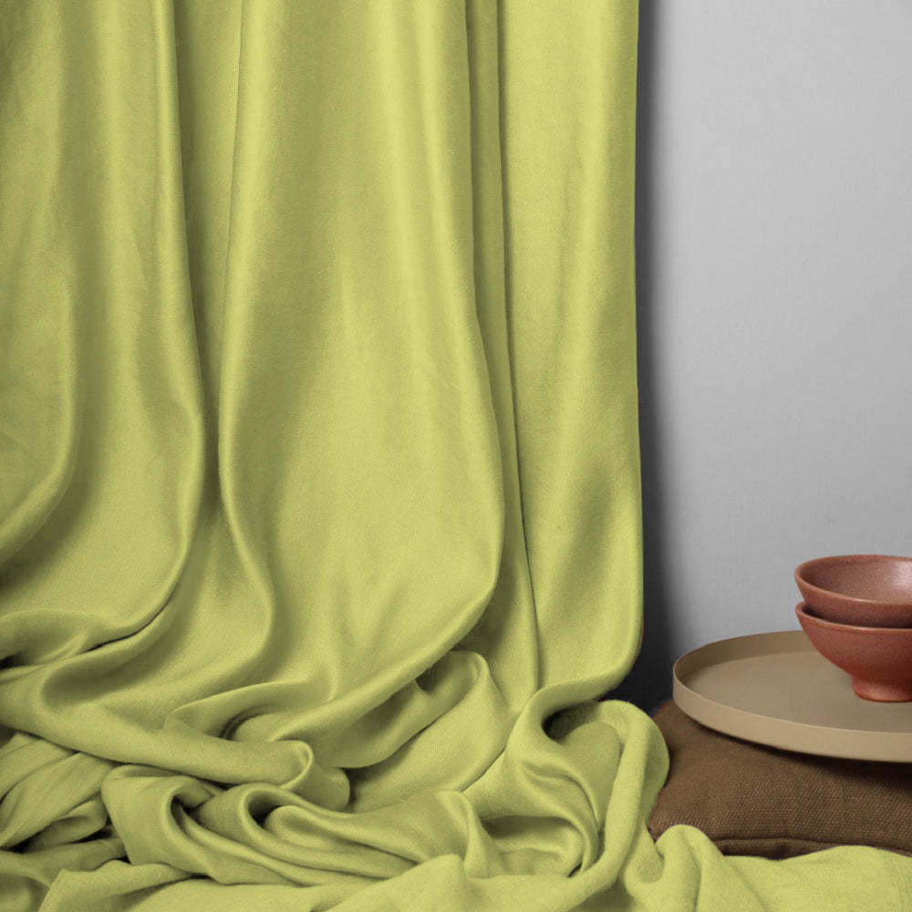 Jacquard Room Darkening Curtains in Yellow Green Set Of 2 - (P290)