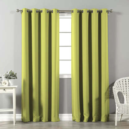Jacquard Room Darkening Curtains in Yellow Green Set Of 2 - (P290)