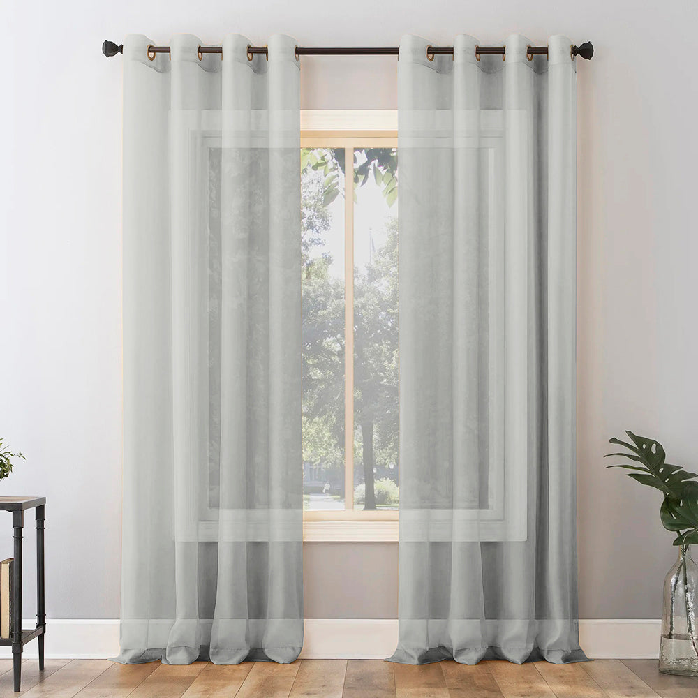 Jacquard Room Darkening Curtains in Aluminum Grey Set Of 2 - (P291)