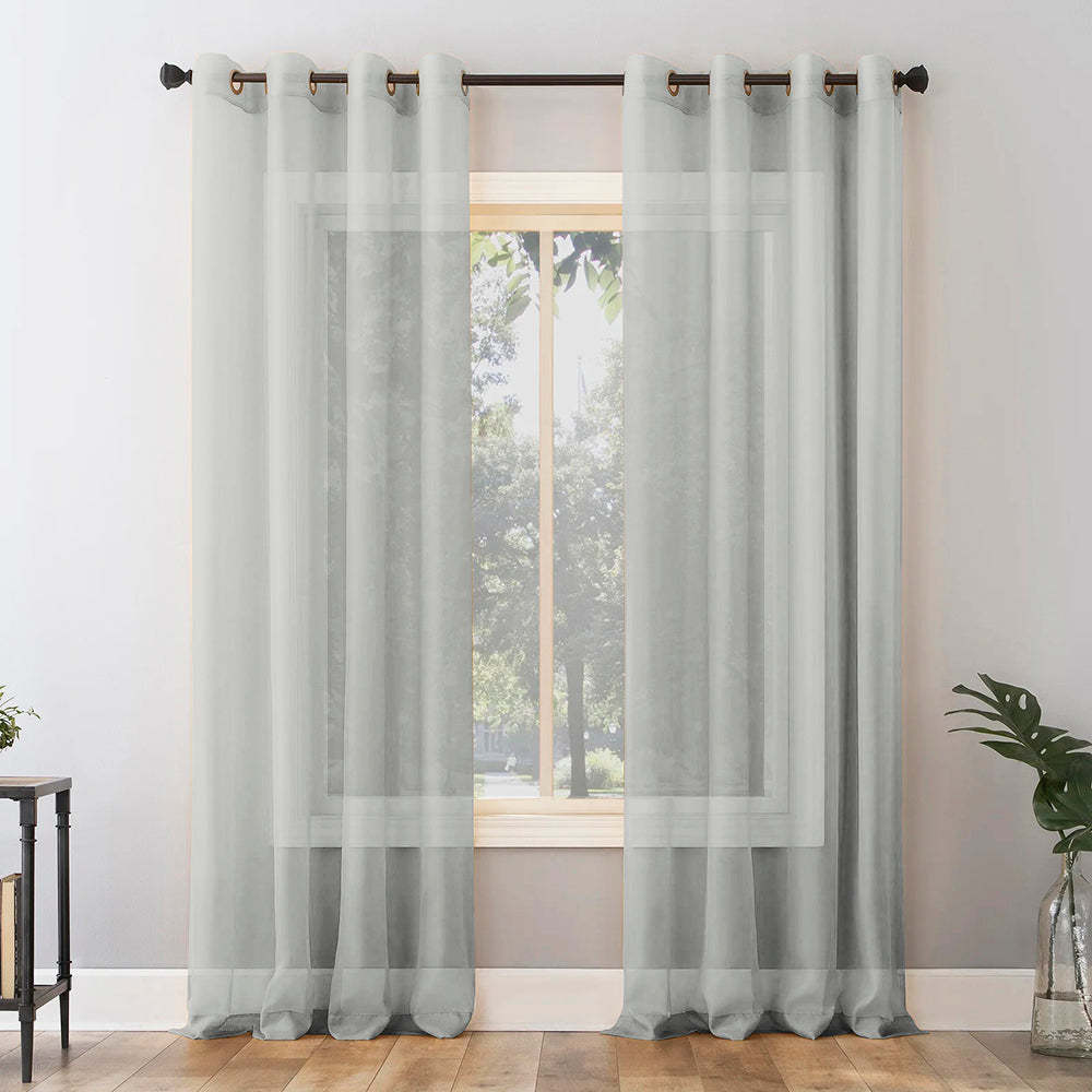 Jacquard Room Darkening Curtains in Aluminum Grey Set Of 2 - (P291)