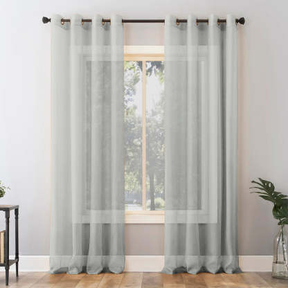 Jacquard Room Darkening Curtains in Aluminum Grey Set Of 2 - (P291)