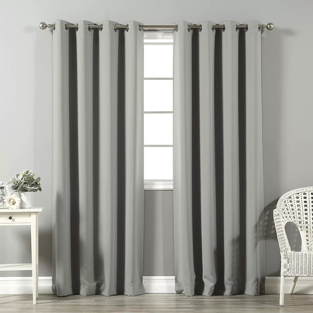 Jacquard Room Darkening Curtains in Aluminum Grey Set Of 2 - (P291)
