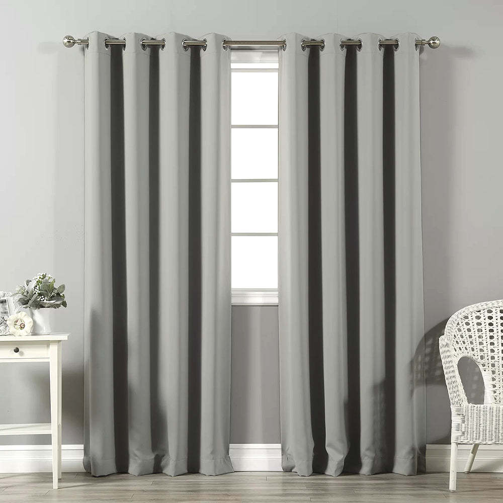 Jacquard Room Darkening Curtains in Aluminum Grey Set Of 2 - (P291)