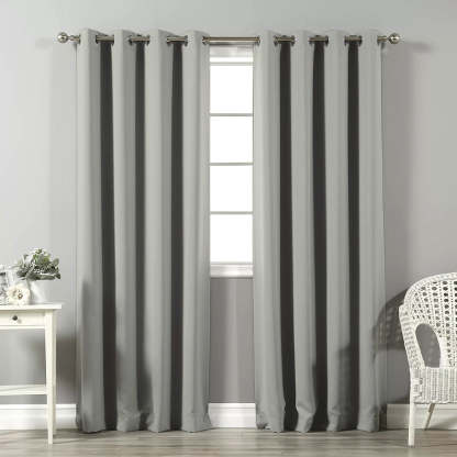 Jacquard Room Darkening Curtains in Aluminum Grey Set Of 2 - (P291)