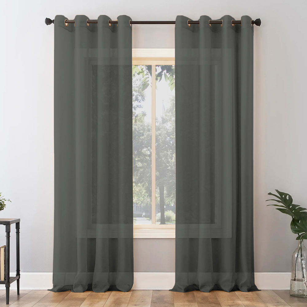 Jacquard Room Darkening Curtains in Sacremento Green Set Of 2 - (P292)