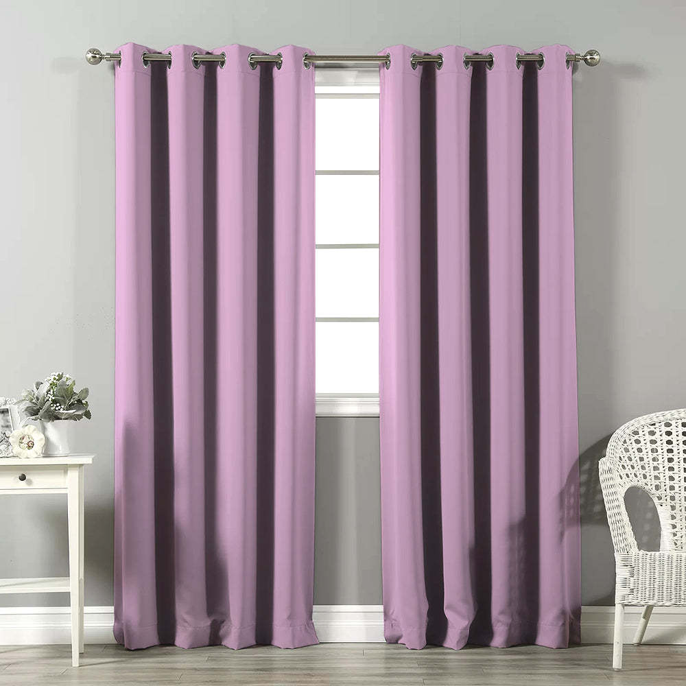 Jacquard Room Darkening Curtains in Pink Elephant Set Of 2 - (P295)
