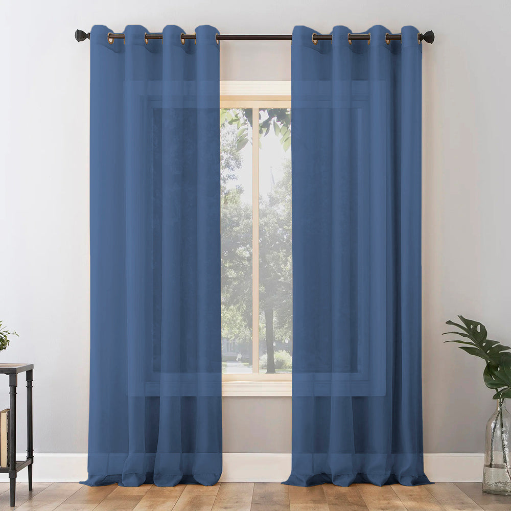 Jacquard Room Darkening Curtains in Pursian Blue Set Of 2 - (P296)