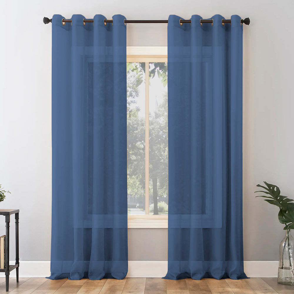 Jacquard Room Darkening Curtains in Pursian Blue Set Of 2 - (P296)