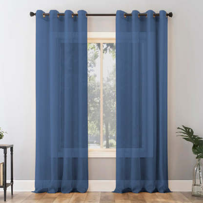 Jacquard Room Darkening Curtains in Pursian Blue Set Of 2 - (P296)