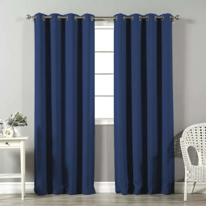 Jacquard Room Darkening Curtains in Pursian Blue Set Of 2 - (P296)
