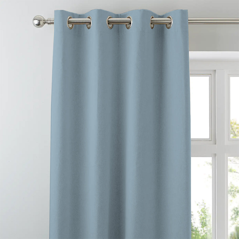 Jacquard Room Darkening Curtains in Carribean Blue Set Of 2 - (P297)