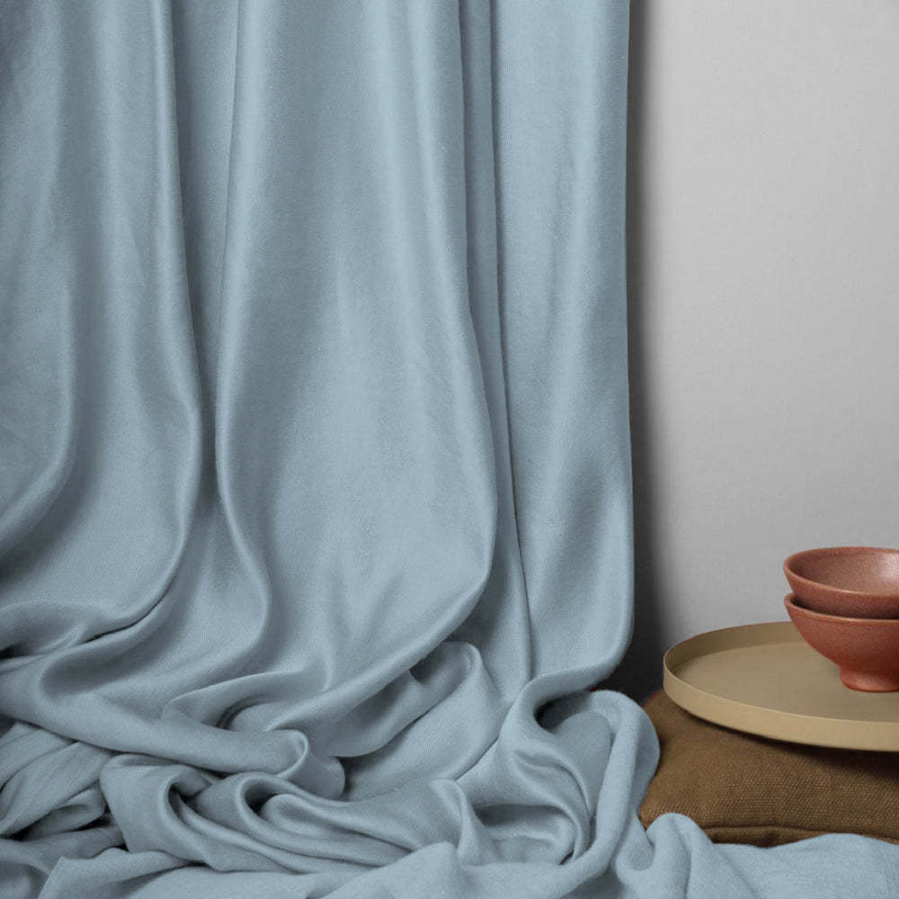 Jacquard Room Darkening Curtains in Carribean Blue Set Of 2 - (P297)