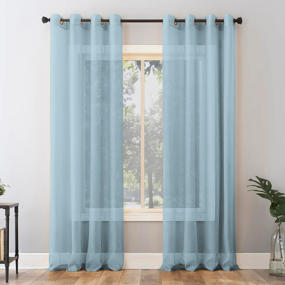 Jacquard Room Darkening Curtains in Carribean Blue Set Of 2 - (P297)
