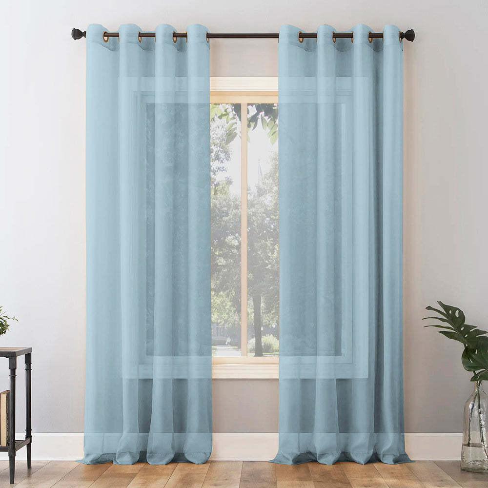 Jacquard Room Darkening Curtains in Carribean Blue Set Of 2 - (P297)