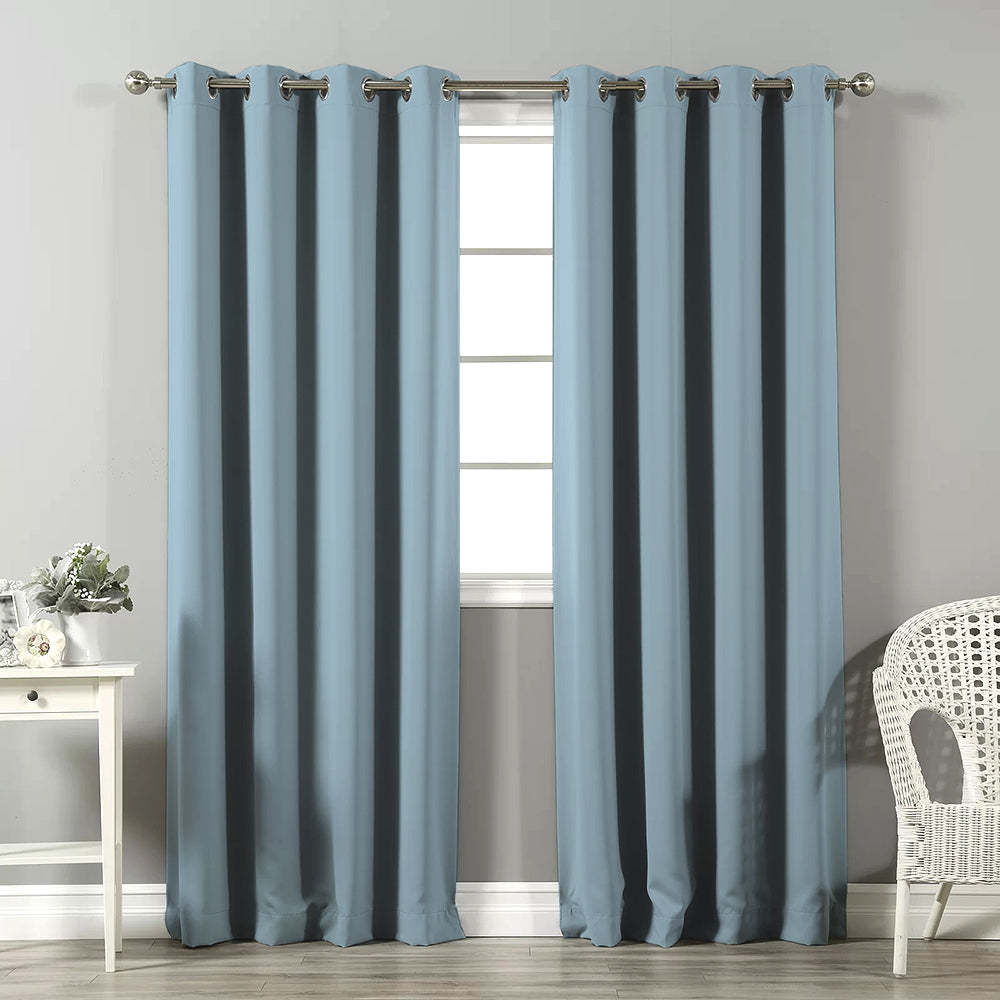 Jacquard Room Darkening Curtains in Carribean Blue Set Of 2 - (P297)