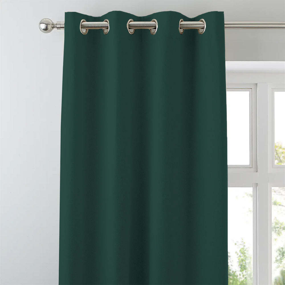 Jacquard Room Darkening Curtains in Blue Green Set Of 2 - (P298)