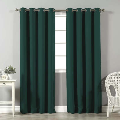 Jacquard Room Darkening Curtains in Blue Green Set Of 2 - (P298)