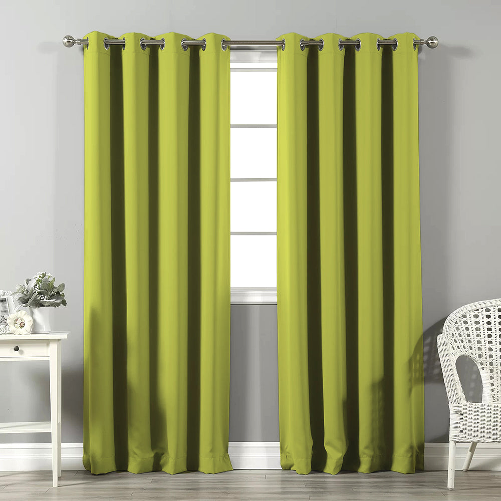 Jacquard Room Darkening Curtains in Acid Green Set Of 2 - (P299)
