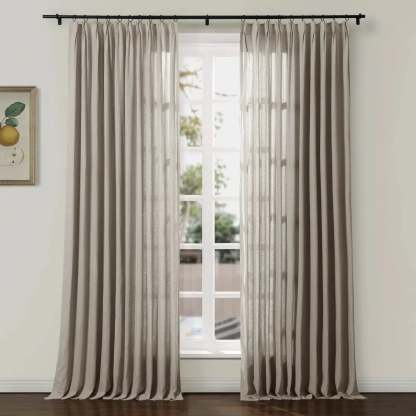 Ron Linen Cotton Herringbone Curtain Pleated TWOPAGES