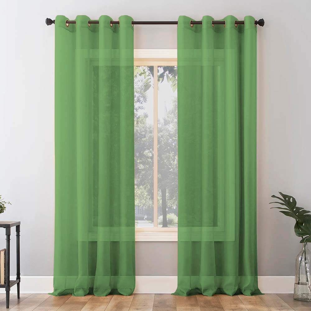 Jacquard Room Darkening Curtains in Fern Green Set Of 2 - (P30)