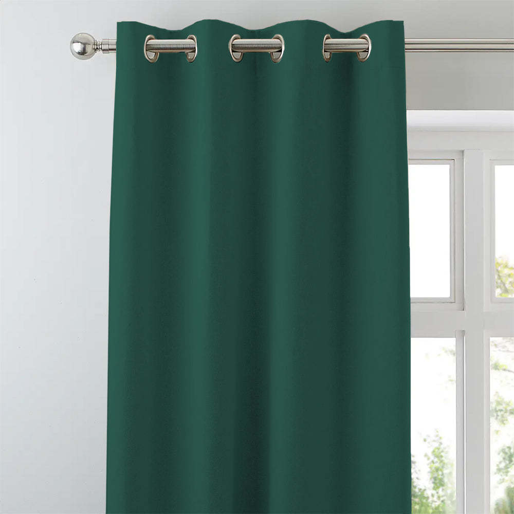 Jacquard Room Darkening Curtains in Brunswick Green Set Of 2 - (P300)