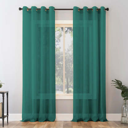 Jacquard Room Darkening Curtains in Brunswick Green Set Of 2 - (P300)