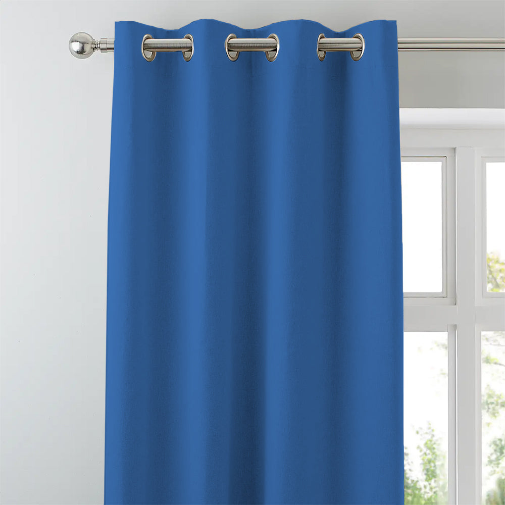Jacquard Room Darkening Curtains in Denim Blue Set Of 2 - (P301)