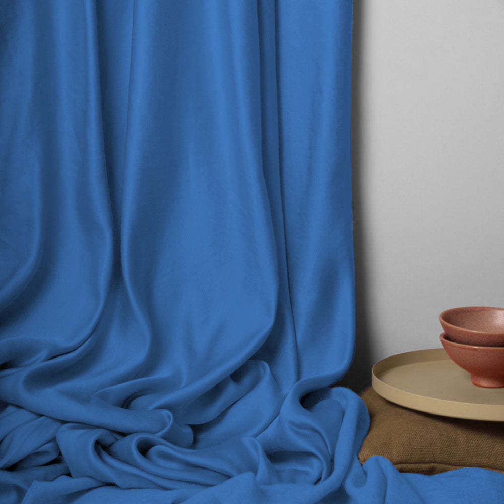 Jacquard Room Darkening Curtains in Denim Blue Set Of 2 - (P301)