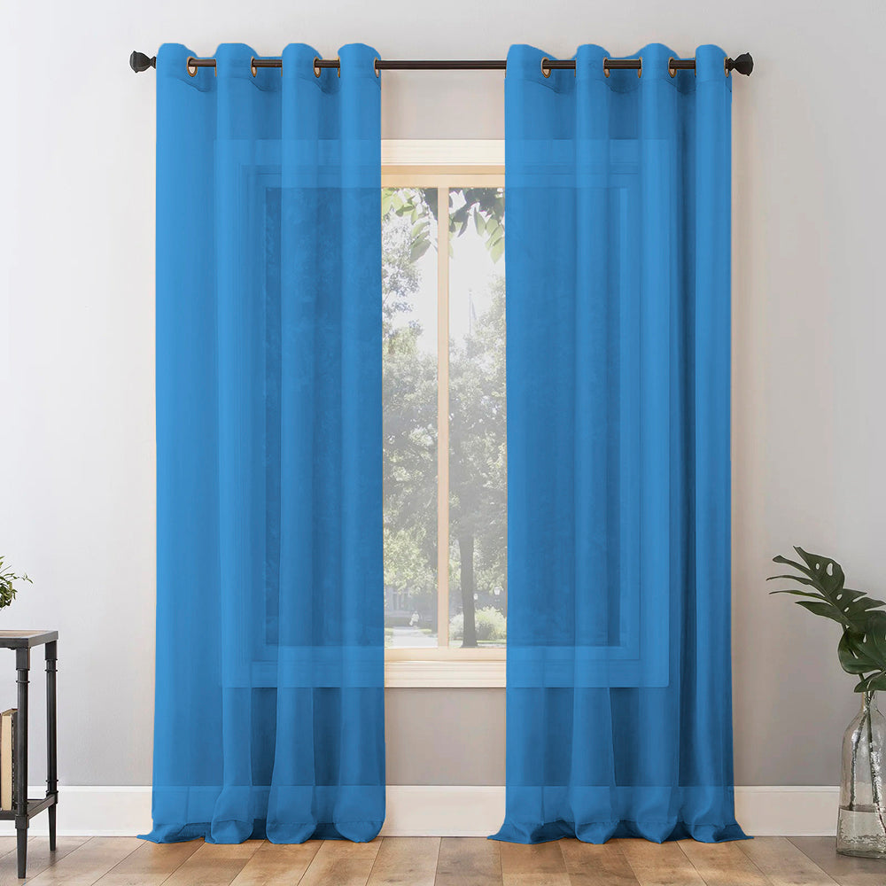 Jacquard Room Darkening Curtains in Denim Blue Set Of 2 - (P301)