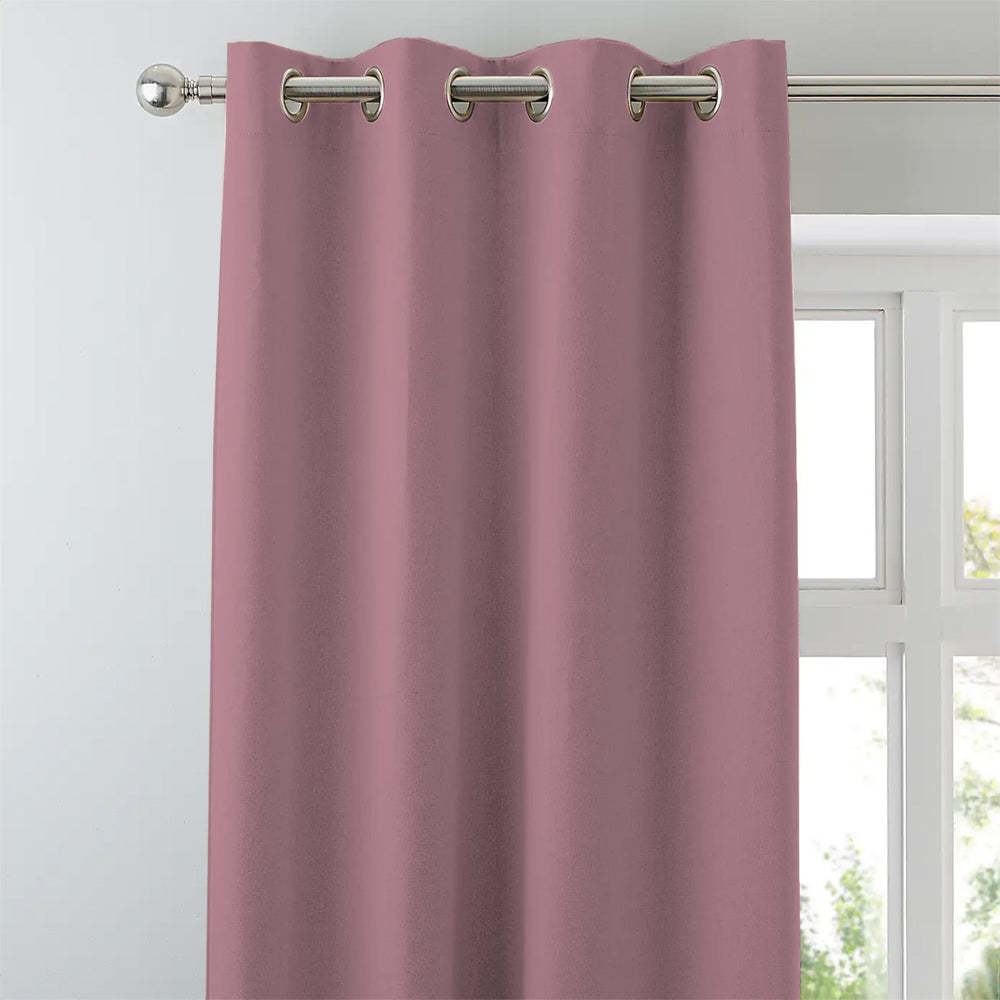 Jacquard Room Darkening Curtains in Brown Pink Set Of 2 - (P302)