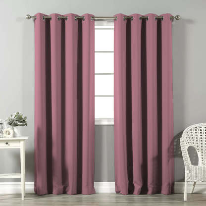 Jacquard Room Darkening Curtains in Brown Pink Set Of 2 - (P302)