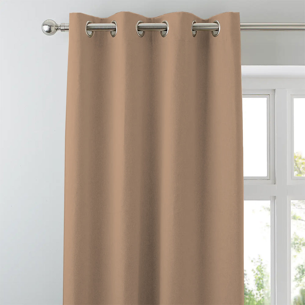 Jacquard Room Darkening Curtains in Antique Brass Beige Set Of 2 - (P303)