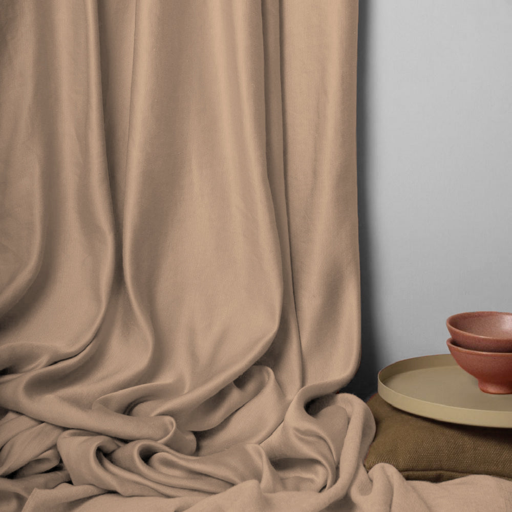 Jacquard Room Darkening Curtains in Antique Brass Beige Set Of 2 - (P303)