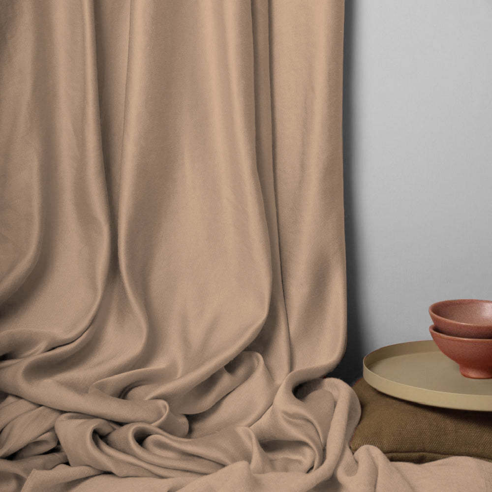 Jacquard Room Darkening Curtains in Antique Brass Beige Set Of 2 - (P303)