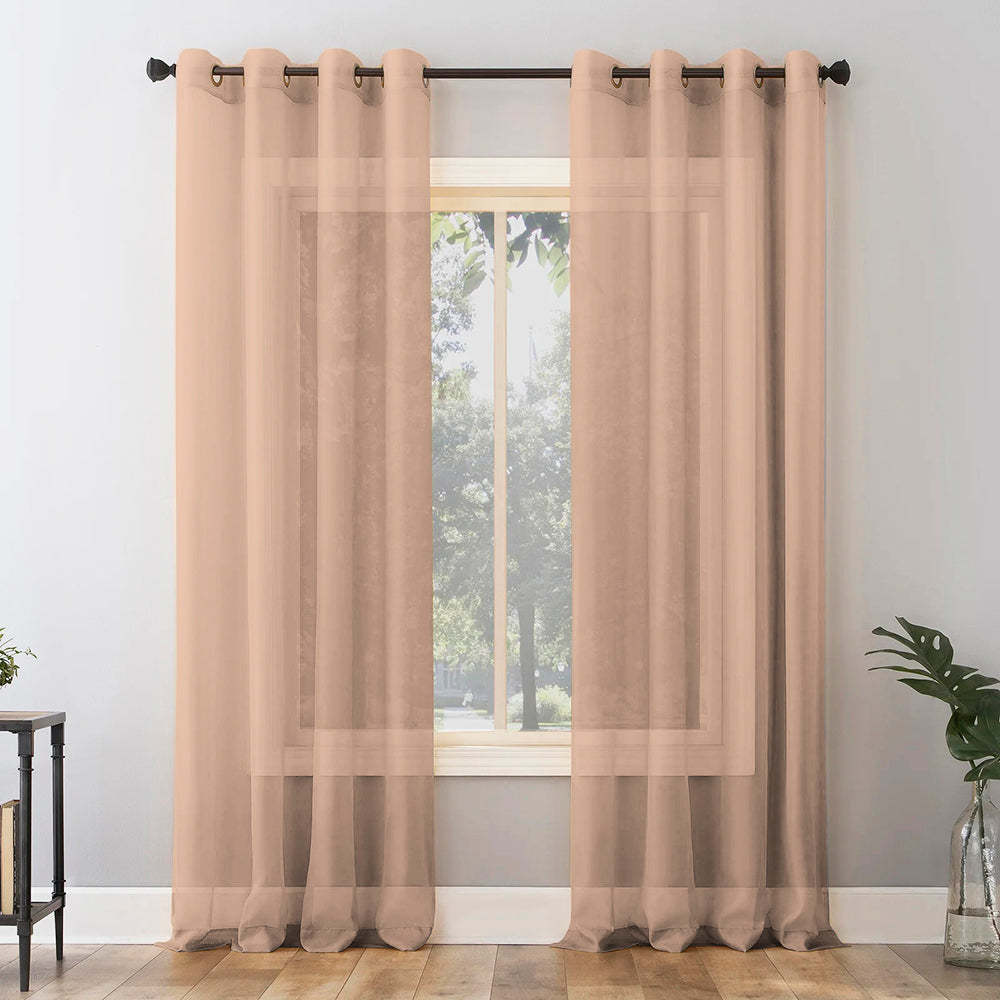 Jacquard Room Darkening Curtains in Antique Brass Beige Set Of 2 - (P303)