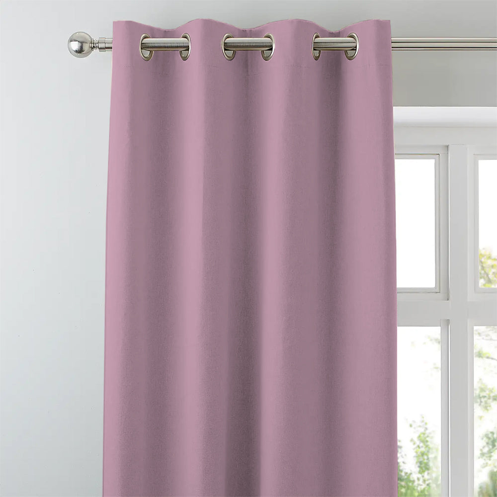Jacquard Room Darkening Curtains in Simple Pink Set Of 2 - (P304)