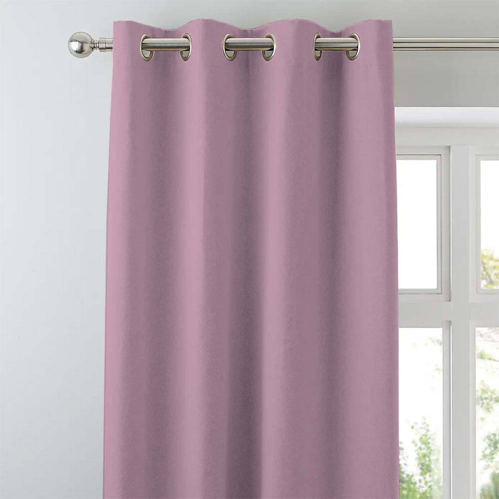 Jacquard Room Darkening Curtains in Simple Pink Set Of 2 - (P304)