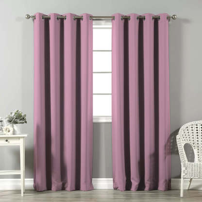 Jacquard Room Darkening Curtains in Simple Pink Set Of 2 - (P304)