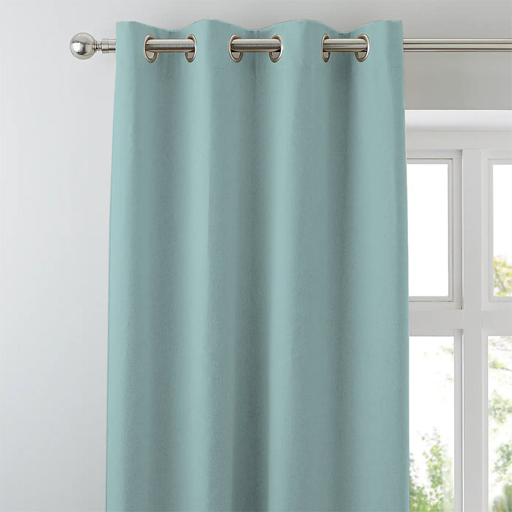 Jacquard Room Darkening Curtains in Middle Blue Green Set Of 2 - (P305)