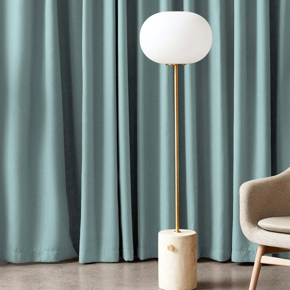 Jacquard Room Darkening Curtains in Middle Blue Green Set Of 2 - (P305)