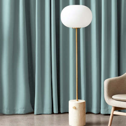 Jacquard Room Darkening Curtains in Middle Blue Green Set Of 2 - (P305)