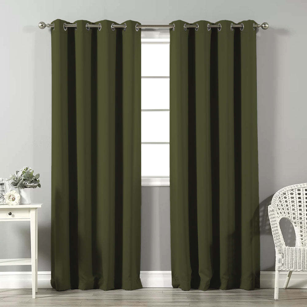 Jacquard Room Darkening Curtains in Basque Green Set Of 2 - (P306)