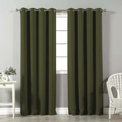 Jacquard Room Darkening Curtains in Basque Green Set Of 2 - (P306)